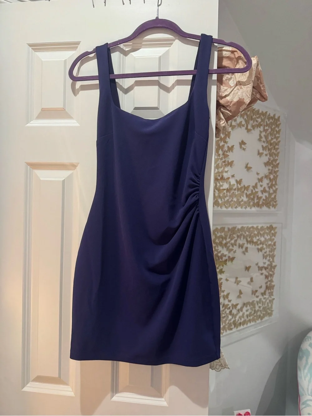 Nookie Navy Ruched-Side Sleeveless Mini Dress